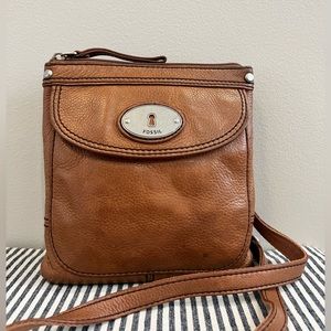 Vintage Fossil Tan Leather Crossbody